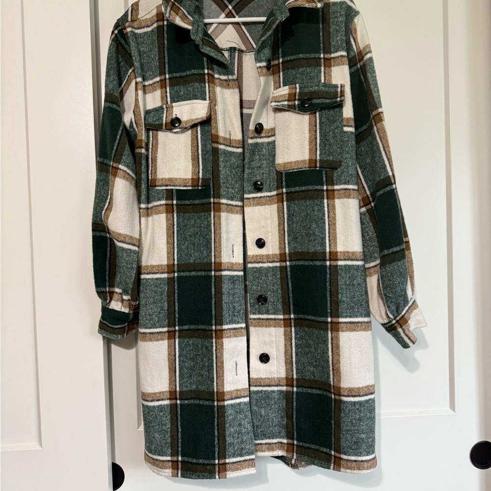 Plaid Button-Up Shirt Jacket